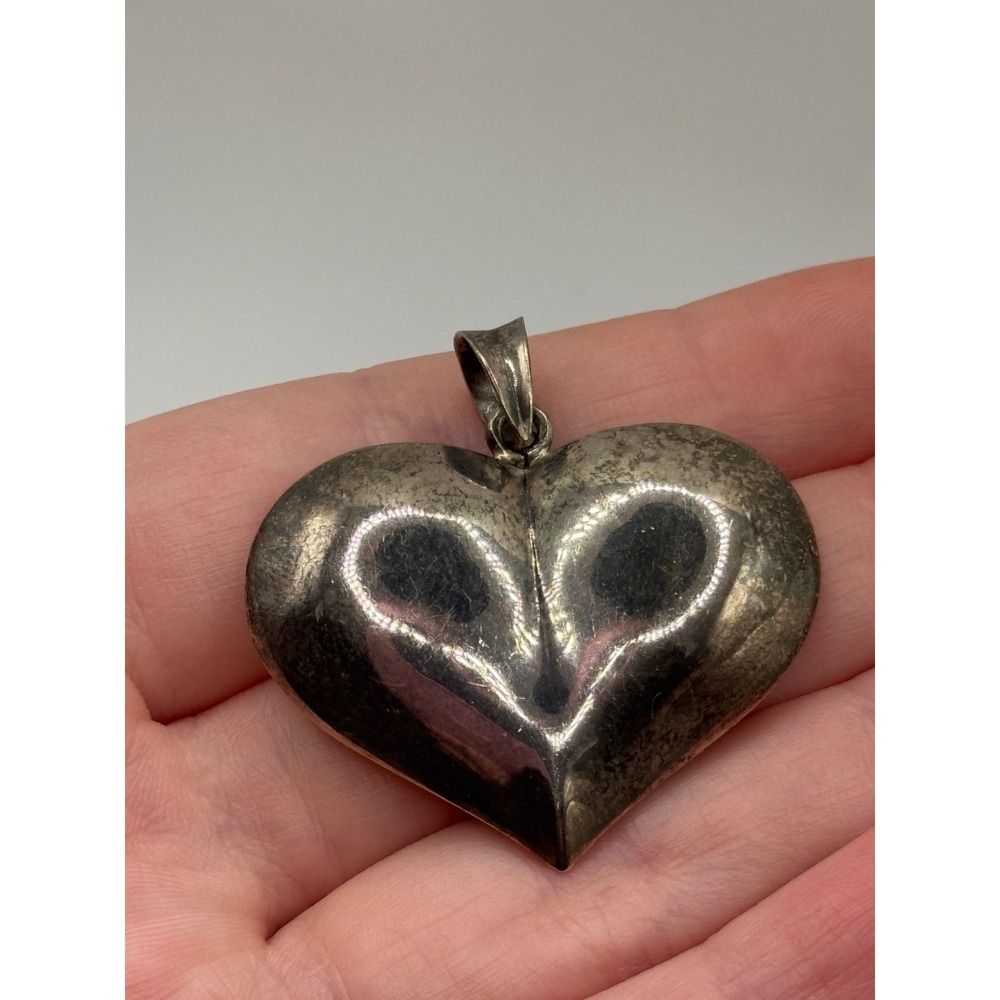 Vintage Sterling Silver‎ 925 Puffy Heart Pendant